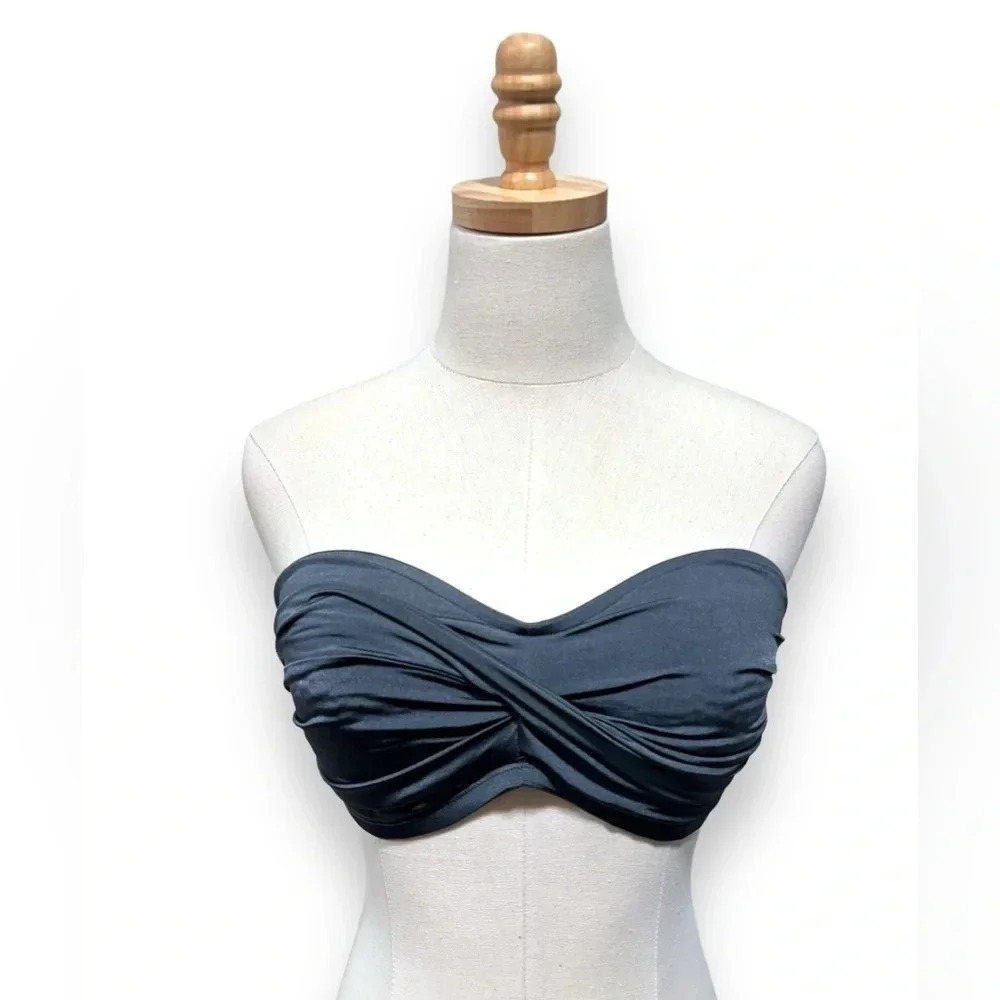 Vitamin A Eco Blue Bel Air Bandeau Swim Strapless Bikini Top